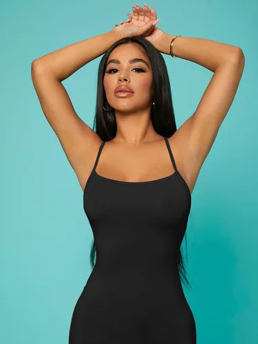 Vista 5 de Verdusa Vestido largo ajustado con tirantes delgados y espalda cruzada para mujer