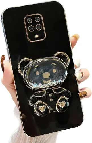 Vista 6 de Miagon Bear - Funda con soporte para espejo para Xiaomi Redmi A1, Quicksand Glitter Electroplated Soft TPU Protector Slim a prueba de golpes