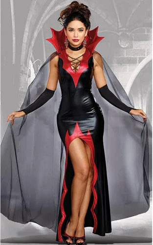 Vista 4 de NC - Lencería sexy, disfraz de vampiro, disfraz de Halloween, actuación escénica, tentación uniforme, cosplay, negro y rojo, negro rojo