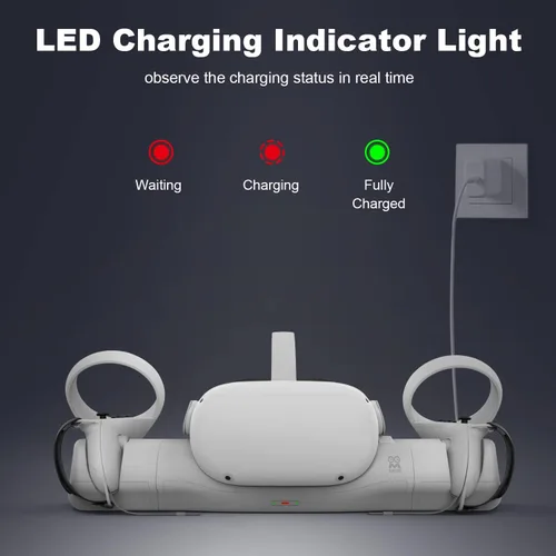 Vista 7 de AMVR - Base de carga mejorada con cable de carga USB-C para MetaOculus Quest 2, soporte para pantalla de auriculares y estación de montaje
