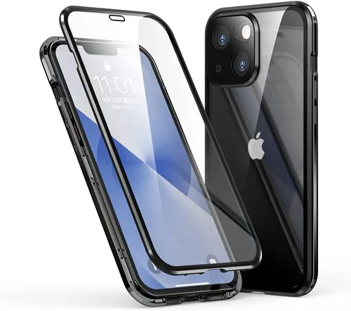 Vista 12 de Funda magnética para iPhone 13 Pro Max de 360 grados de cuerpo completo, lente de cámara integrada y protector de pantalla, color negro