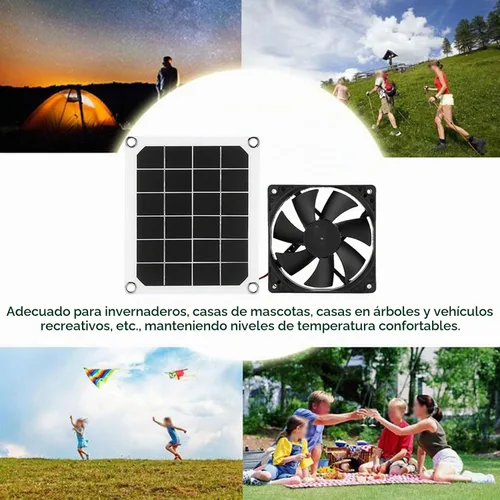 Vista 10 de Kit de ventilador extractor alimentado por energía solar, 6V 10W IP65 impermeable, gallinero de invernadero, carga USB