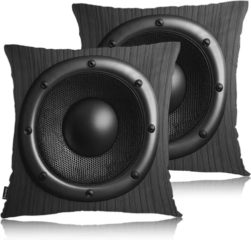 Vista 32 de Swono Juego de 2 fundas de almohada decorativas para el hogar de 18 x 18 pulgadas, diseño abstracto de color negro y amarillo, para sala de estar
