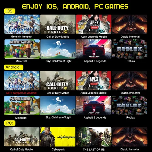 Vista 7 de Joso Controlador móvil inalámbrico para juegos para iOS, Android, iPad, tableta, PC, controlador de teléfono para iPhone 14131211, Galaxy S2221