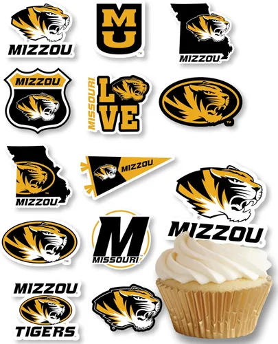 Vista 44 de Decoraciones para cupcakes de la Universidad de Alabama, suministros para fiestas de fútbol americano, cumpleaños, graduación (24 piezas)