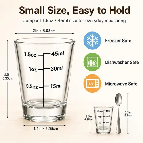 Vista 2 de Paquete de 12 vasos de chupito de 1.8 onzas a granel con base pesada, juego de vasos de chupito de medición transparentes para café, vodka, tequila