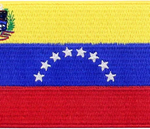 Vista 2 de Parche de bandera de Venezuela bordado con apliques para coser en el emblema nacional venezolano