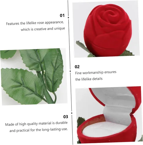 Vista 8 de NOLITOY 1 Jewelry Gift Box Wedding Red Rose Flower Bridal Shower Decorations Engagement Ring Case Wedding Ring Case Wedding Ring Bearer Wedding Ring