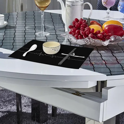 Vista 4 de Rowing Heartbeat Placemats Set of 6 Resistant Table Mats Washable Place Mats for Dinner Party Table Decoration