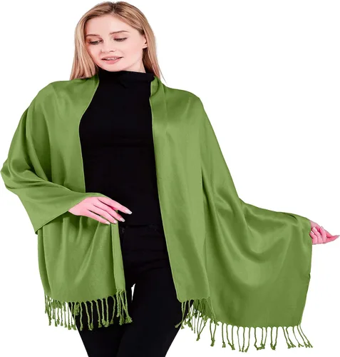 Vista 42 de CJ Apparel Solid Color Tassels Design Nepalese Shawl Seconds Scarf Wrap Stole Throw Head Wrap Pashmina Hand Made in Nepal Amarillo ámbar