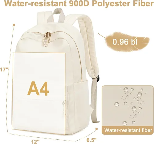 Vista 5 de BLUBOON Mochila escolar de lona, mochila escolar para adolescentes y niñas, escuela secundaria (Water Bule 3 en 1)
