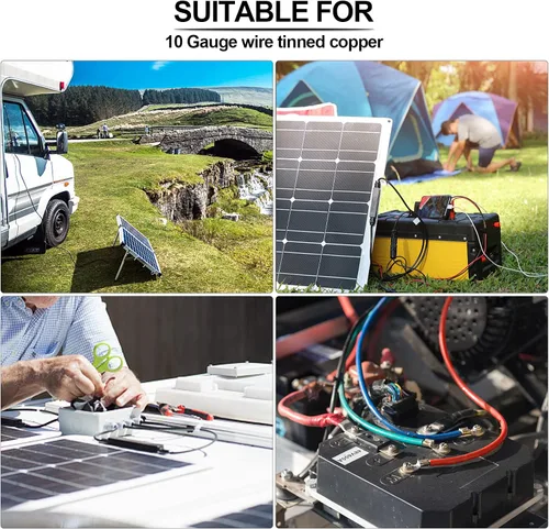 Vista 6 de iGreely Kit adaptador de panel solar de alambre de calibre 10 – Conector de cable de 3 pies para controlador de carga solar de RV, generador