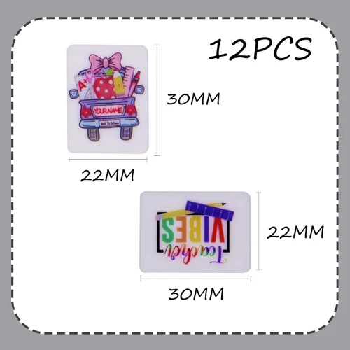 Vista 2 de EOGOW 12PCS Rectángulo Impresión Silicona Focal Cuentas para Bolígrafos