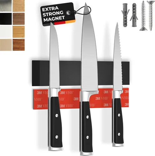 Vista 19 de Portacuchillos magnético para pared, 10" no requiere perforación, incluye cinta autoadhesiva, extra fuerte para sujetar cuchillos – Tira magnética
