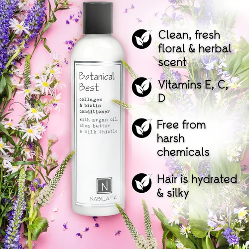 Vista 3 de Nabila K Champú de colágeno y biotina, 2.4 onzas - Botanical Best - Aloe Vera y romero - Limpiador, hidratante, seguro para el color, sin sulfatos