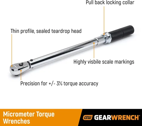 Vista 2 de GearWrench 85062 3/8" unidad de llave dinamométrica, micrómetro, 10–100 pulg/lb.