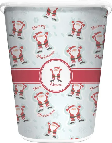 Vista 7 de Cesta de basura personalizada con diseño de ángeles de nieve, de Papá Noel, doble cara (negro) con nombre o texto