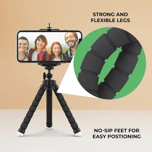 Vista 3 de ChargeWorx Soporte universal para trípode para teléfono Soporte de trípode flexible para teléfono Soporte ajustable Rotación de 360° Pies