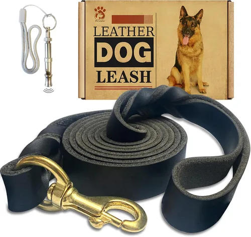Vista 11 de Correa de perro de cuero 4 pies x 3/4 pulgada, Correa de entrenamiento para perros de cuero genuino trenzado resistente, suave y cómoda para perros