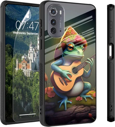 Vista 19 de Funda para Motorola Moto Edge 2022, cubierta trasera de vidrio templado con protector de pantalla, funda protectora a prueba de golpes para Motorola