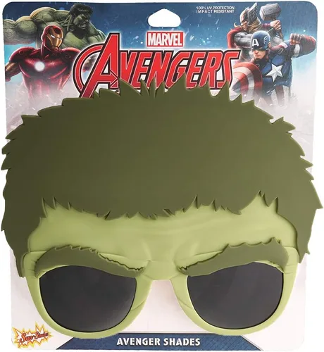 Vista 2 de Sun-Staches Sunstaches Marvel Avengers Hulk - Gafas de sol de personaje, recuerdos de fiesta, UV400, 8 pulgadas