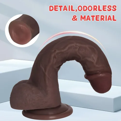 Vista 5 de Juguetes sexuales consolador de silicona realista, material seguro para estimulación del clítoris, la vagina y el ano con fuertes ventosas, juguetes