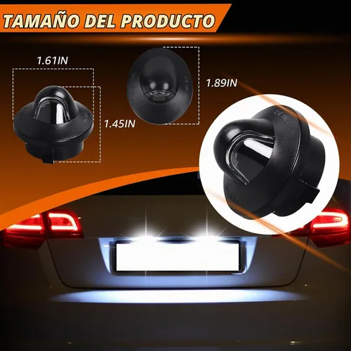 Vista 2 de Kit de luces LED para matrícula con 2 bombillas LED, 2 arneses de cables, 2 carcasas negras, reemplazo de montaje de lámpara de etiqueta para Ford