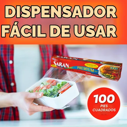 Vista 7 de Saran - Envoltura de plástico premium, almacenamiento de alimentos, fácil dispensación, rollo de 100 pies cuadrados