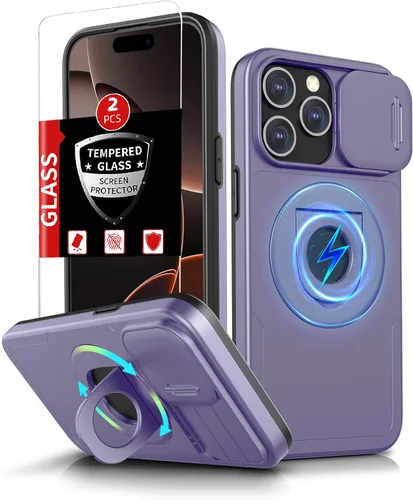 Vista 59 de Funda magnética para iPhone 11 Pro compatible con carga inalámbrica MagSafe, con 2 protectores de pantalla, anillo kickstand de 360° integrado +