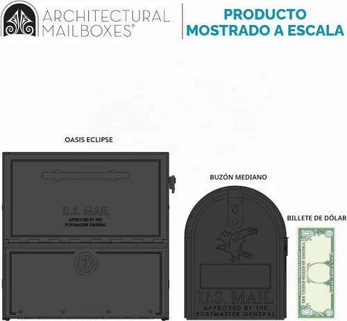 Vista 6 de Architectural Mailboxes Oasis® Eclipse™ Buzón Seguro con Cerradura Aprobado por USPS, Resistente, Anti-Robo de Acero Montado en Poste para Exterior