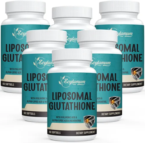 Vista 10 de Zeylamum Cápsulas blandas de glutatión liposomal de 2400 MG, absorción máxima, forma activa reducida de L-glutatión (GSH), con ácido hialurónico