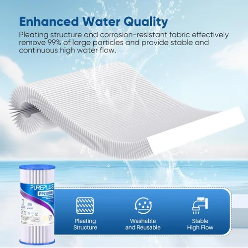 Vista 5 de PUREPLUS Filtro de sedimento plisado extra grueso de 10 x 4.5 pulgadas para agua de pozo, cartucho de repuesto para GE FXHSC, Culligan R50-BBSA