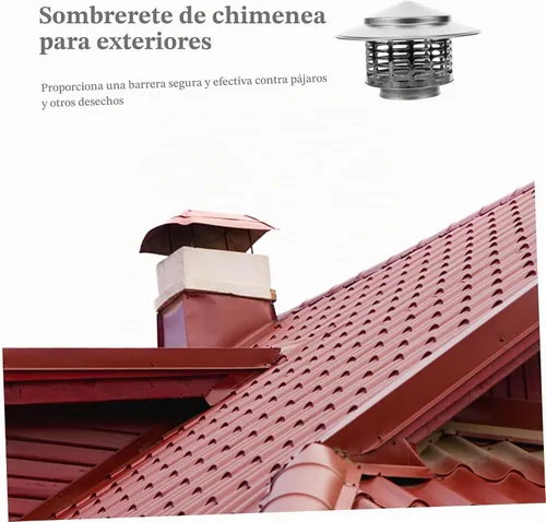 Vista 8 de Cabilock Sombrero de chimenea Cubierta de ventilación de chimenea Tapa de chimenea de acero inoxidable Tapa de chimenea Protector de puerta Cubierta