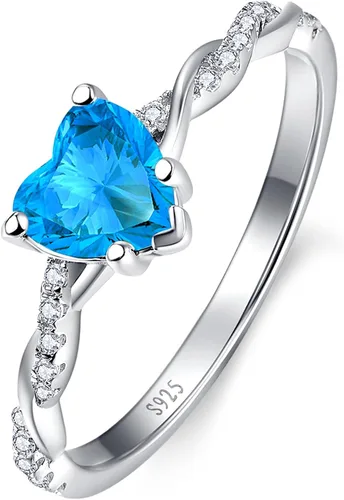 Vista 8 de Yaresul Anillo de promesa de corazón de 1.25 quilates para mujer, anillos Plata de ley 925 de zafiro creado