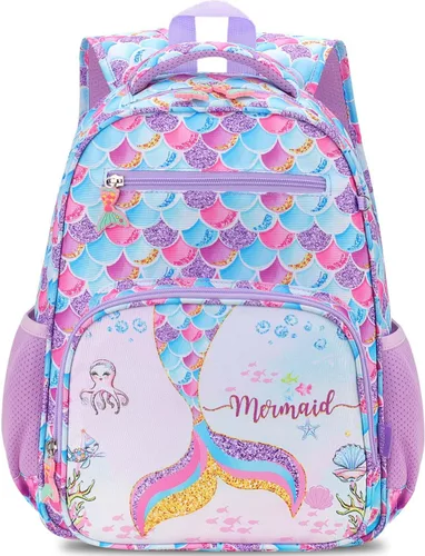 Vista 11 de RHCPFOVR Mochila infantil para niñas – Mochila para niñas de 3 a 8 años, sirena para niños, mochila escolar de 15 pulgadas para jardín de infantes