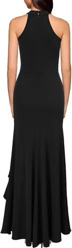 Vista 2 de WOOSEA Vestido largo de cóctel de noche de sirena con cuello alto y abertura para mujer