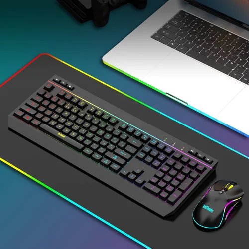 Vista 7 de RedThunder Combo de teclado y mouse inalámbricos K20, teclado antifantasma de tamaño completo con teclas multimedia + mouse óptico 7D 4800DPI, juego