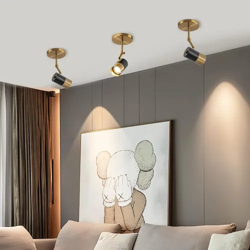 Vista 2 de Foco de Techo Moderno, Luces Spot GU10 para Interiores con Pivote de 350°, Paquete de 2 Focos Direccionales Ajustables para Interiores, Luz de Negro