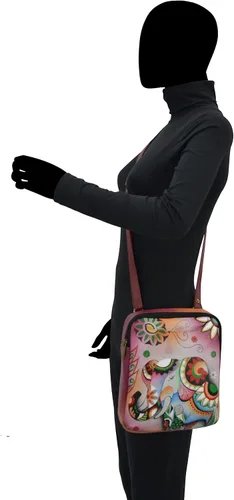 Vista 6 de Anna by Anuschka - Bandolera de viaje de piel auténtica para mujer