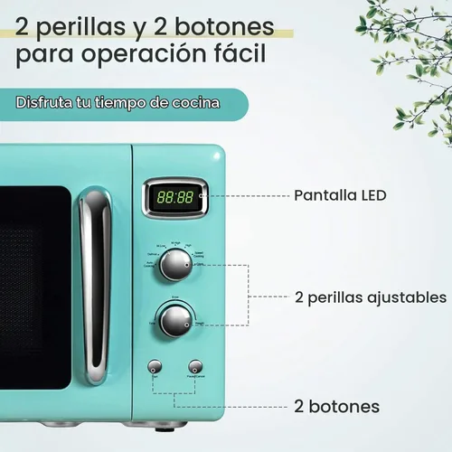 Vista 6 de ARLIME Microondas retro de 0.9 pies cúbicos, horno microondas de encimera Verde