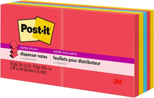 Vista 10 de Post-it Dispensador de notas emergentes súper adhesivas, 10 blocs de notas adhesivas, 3 x 3 pulgadas, 2 veces el poder de adherencia, suministros