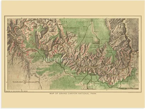 Vista 6 de HISTORIX Póster vintage del Parque Nacional del Gran Cañón de 1926 – Póster vintage de 18 x 24 pulgadas – Mapa histórico del Gran Cañón para pared
