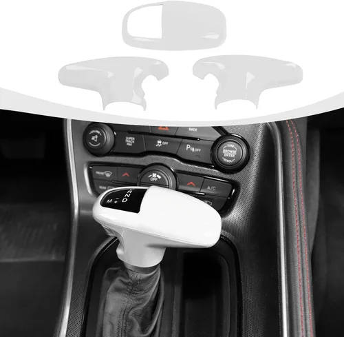 Vista 29 de RAZPOY Cubierta de la perilla de la palanca de cambios, protector de manija, accesorios interiores compatibles con Dodge Challenger Charger Negro