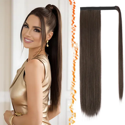 Vista 15 de BARSDAR Extensión de Cola de Caballo Corta y Recta - Extensiones de Cabello de Cola de Caballo con Cordón de 14 Pulgadas en Negro para Mujeres