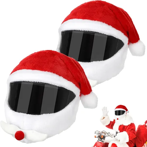Vista 8 de Fundas de casco de motocicleta de Navidad - Santa Claus Decoración de casco de Navidad Paseos divertidos
