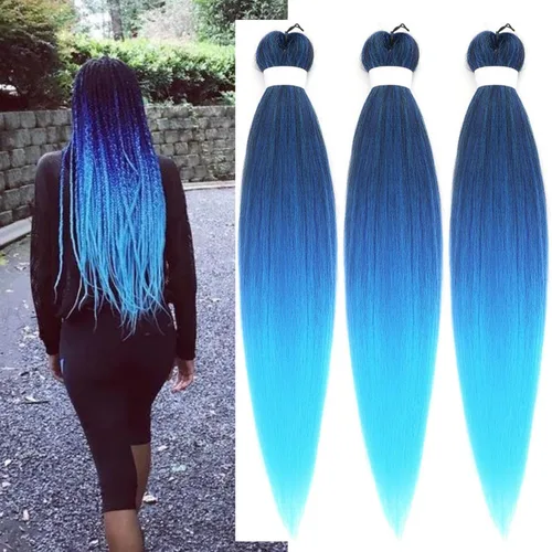 Vista 98 de Cabello trenzado para niños preestirado de 16 pulgadas, color negro para niños, trenzas sin nudos