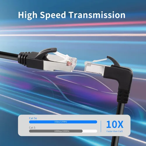 Vista 5 de QIANRENON Cable Ethernet RJ50 10P10C en ángulo de 90°,Cable de comunicación macho 10P 10C macho a macho en ángulo recto,Cat5E,con escudo,Conexiones