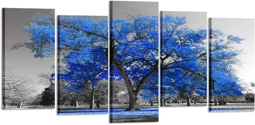 Vista 8 de Kreative Arts cuadro de lienzo con pintura de árbol azul