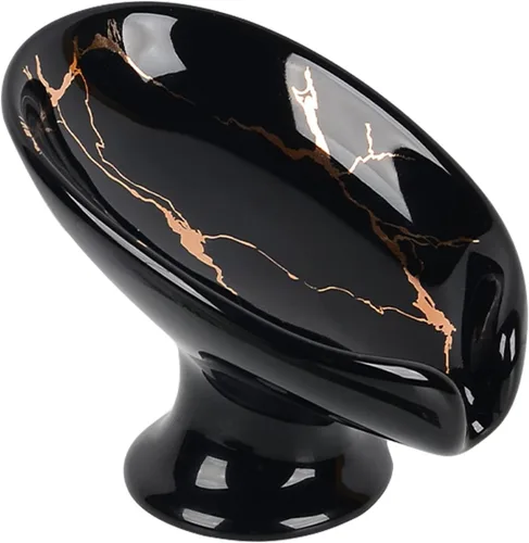 Vista 15 de Jabonera, Jabonera Autodrenante para Barra de Jabón para Fregadero de Baño, Jabonera de Cerámica con Forma de Hoja y Drenaje, Jabonera de Porcelana