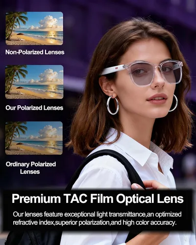 Vista 3 de AI Gafas Inteligentes Inalámbricas Bluetooth para Hombres/Mujeres con Altavoces/Bluetooth y Traducción de +140 Idiomas
